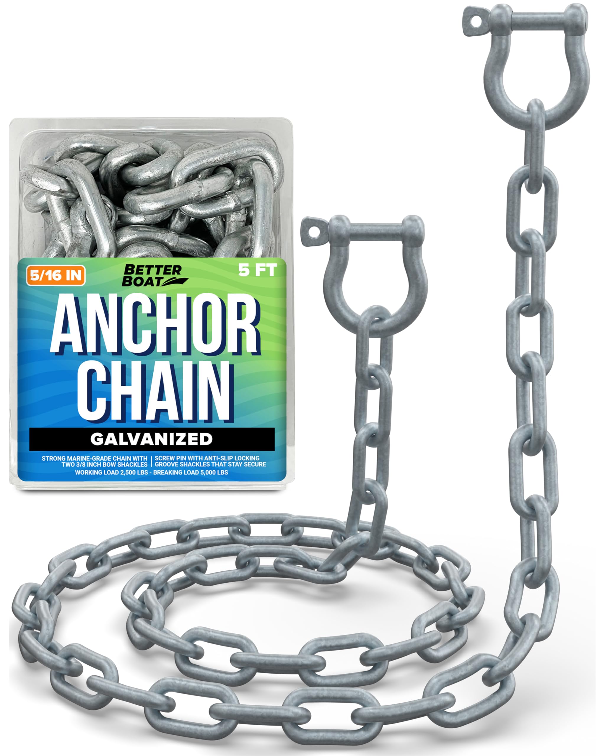 Galvanized Anchor Chain, Marine Grade, 5/16